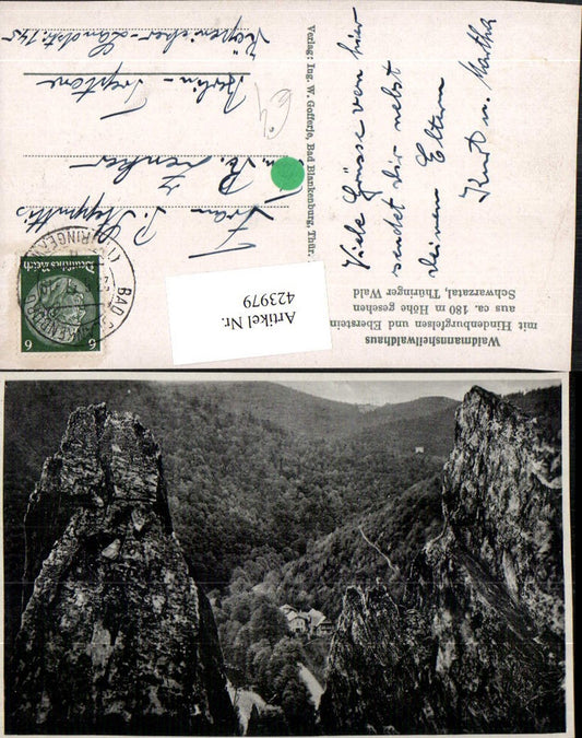 423979,Waidmannsheilwaldhaus m. Hindenburgfelsen u. Eberstein b. Bad Blankenburg