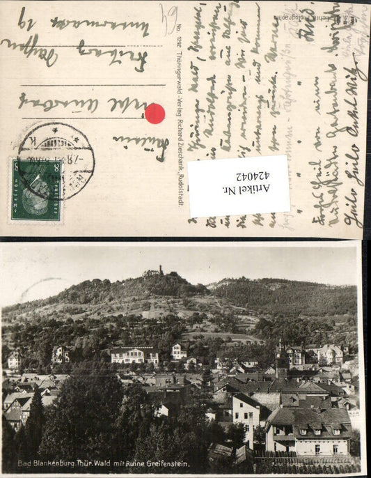 424042, Bad Blankenburg, partial view with Greifenstein ruins