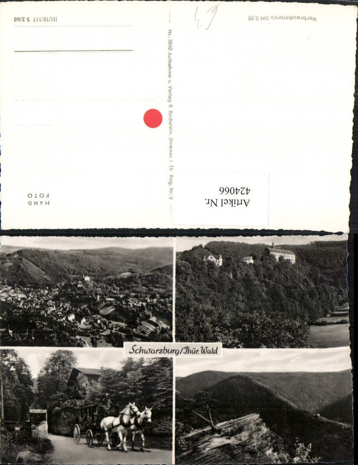 424066, Schwarzburg Total Castle Horse-drawn Carriage Multi-view Postcard