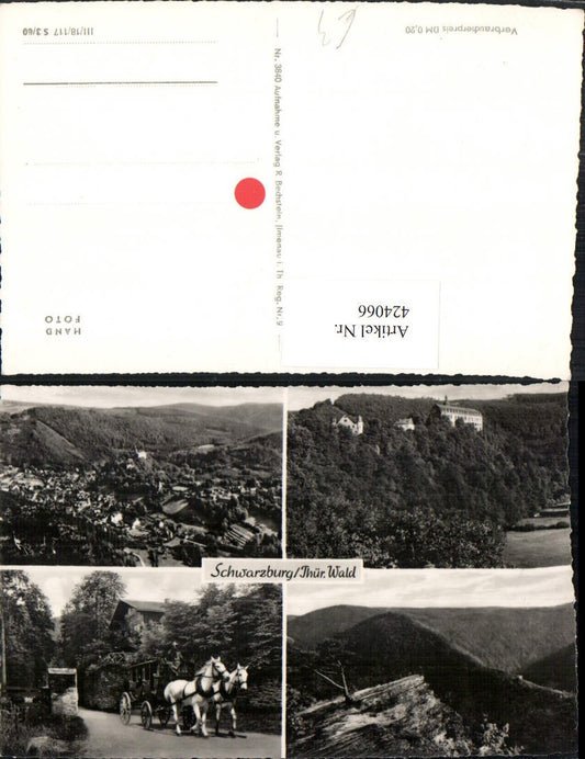 424066, Schwarzburg Total Castle Horse-drawn Carriage Multi-view Postcard