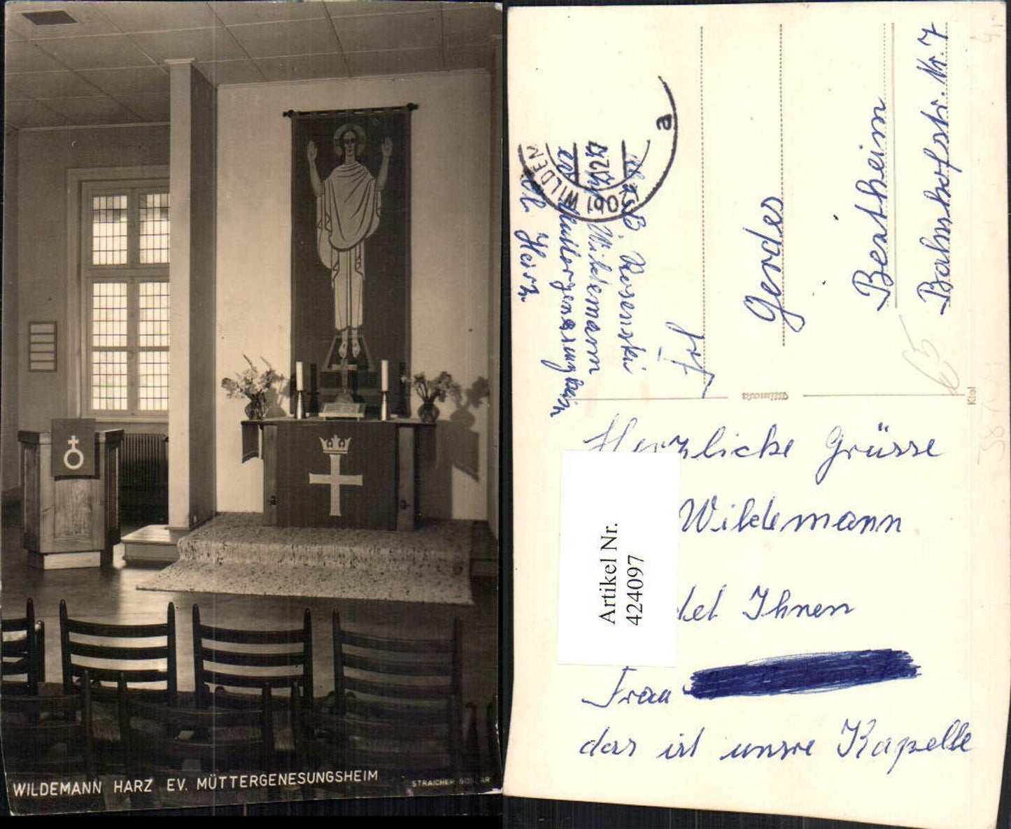 424097,Wildemann im Harz Evangelisches Müttergenesungsheim Kapelle Altar
