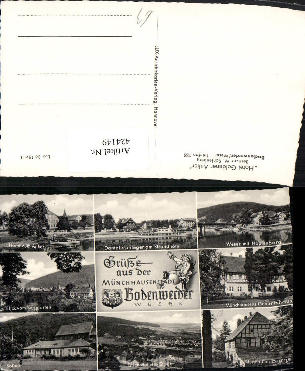 424149,Bodenwerder an d. Weser Totale Hotel Brücke Mehrbildkarte