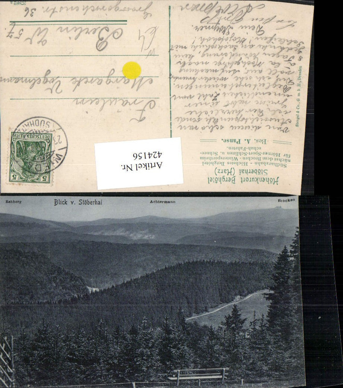 424156,Blick vom Stöberhai b. Harz m. Achtermann Wald