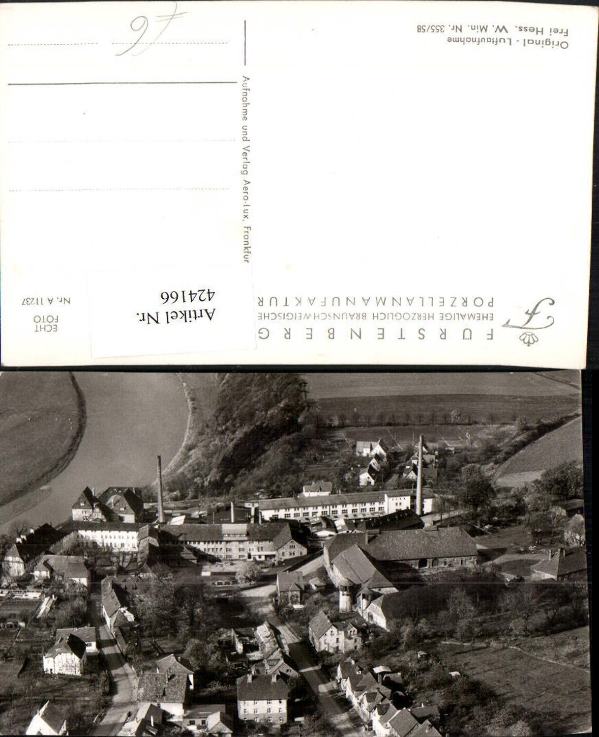 424166,Fürstenberg an d. Weser Porzellanmanufaktur Fabrik Fliegeraufnahme