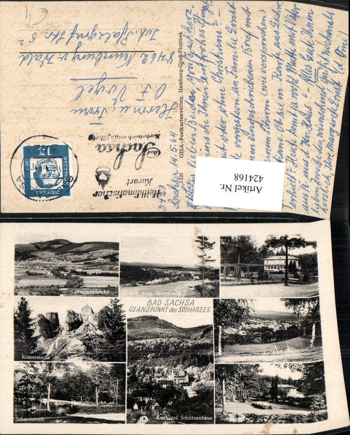 424168,Bad Sachsa Totale Kurhotel Römersteine Teich Mehrbildkarte