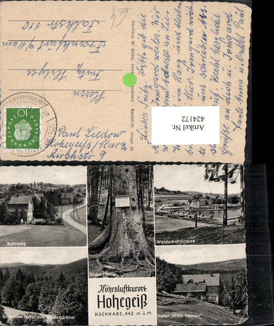 424172,Hohegeiß im Hochharz Freibad Dicke Tanne Hotel Mehrbildkarte