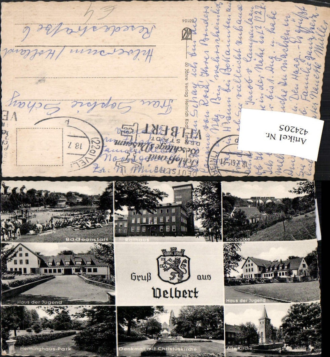 424205,Velbert Rathaus Freibad Kirche Saubrücke Mehrbildkarte