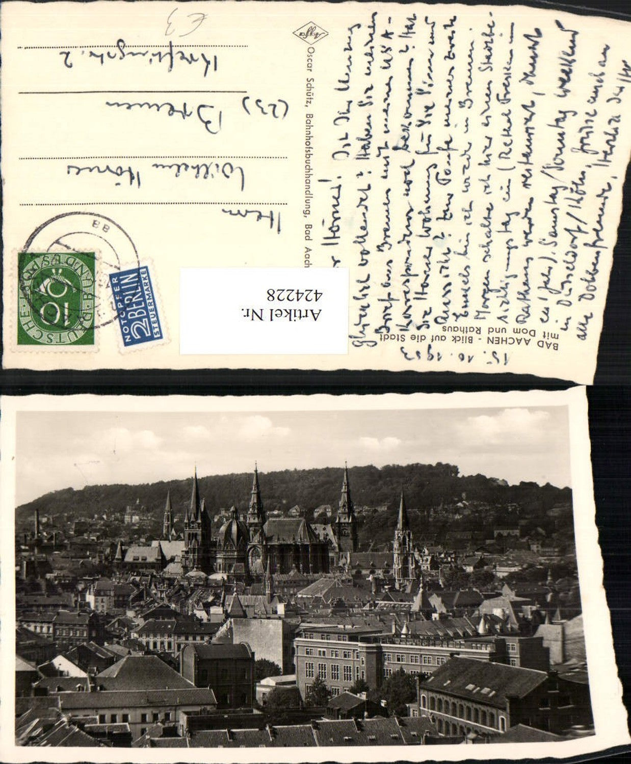 424228,Bad Aachen Teilansicht m. Dom u. Rathaus