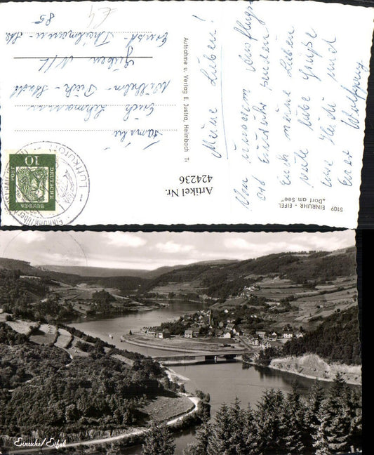 424236,Einruhr in d. Eifel Totale Dorf am See Fluss Brücke