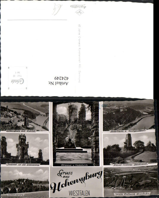 424249,Dortmund Syburg Hohensyburg Denkmal Speicher Kraftwerk Mehrbildkarte