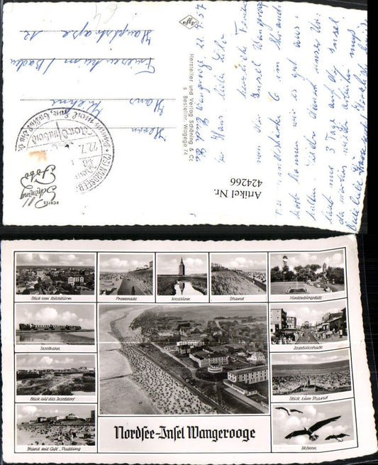 424266,Nordsee Insel Wangerooge Strand Westturm Inselbahn Mehrbildkarte