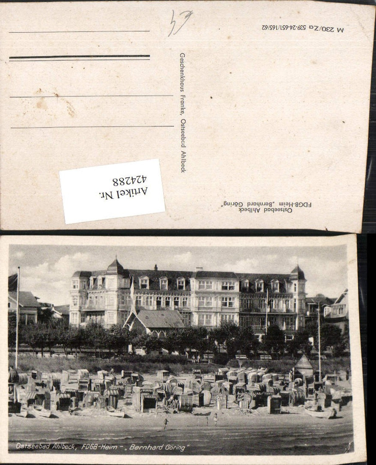 424288,Ostseebad Ahlbeck FDGB-Heim Bernhard Göring Strand Strandleben