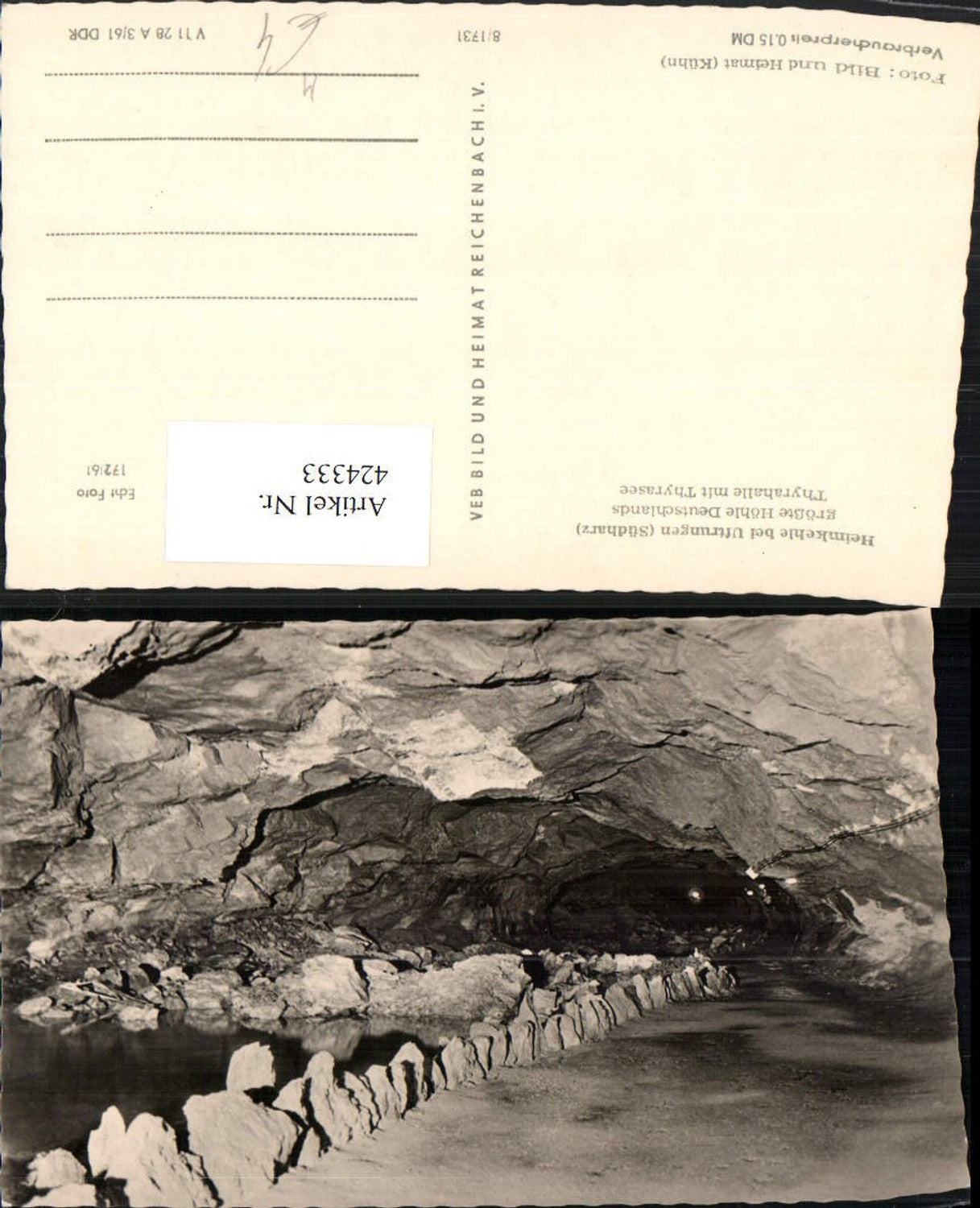 424333,Heimkehle b. Uftrungen Höhle Thyrahalle m. Thyrasee pub VEB