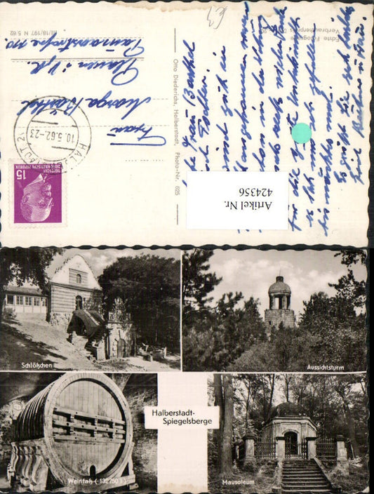 424356,Halberstadt Spiegelsberg Mausoleum Weinfass Schlösschen Mehrbildkarte