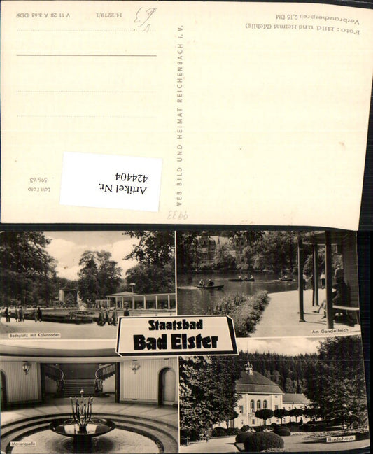 424404,Bad Elster Badehaus Gondelteich Badeplatz Mehrbildkarte pub VEB