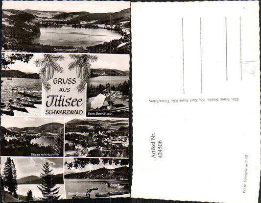 424506, Titisee in the Black Forest, overall view of the lake, boats, harbor, Seehäusle, multi-view map