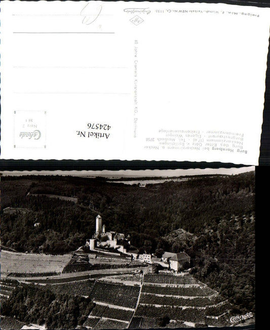 424576, Hornberg Castle near Neckarzimmern on the Neckar River, aerial photograph