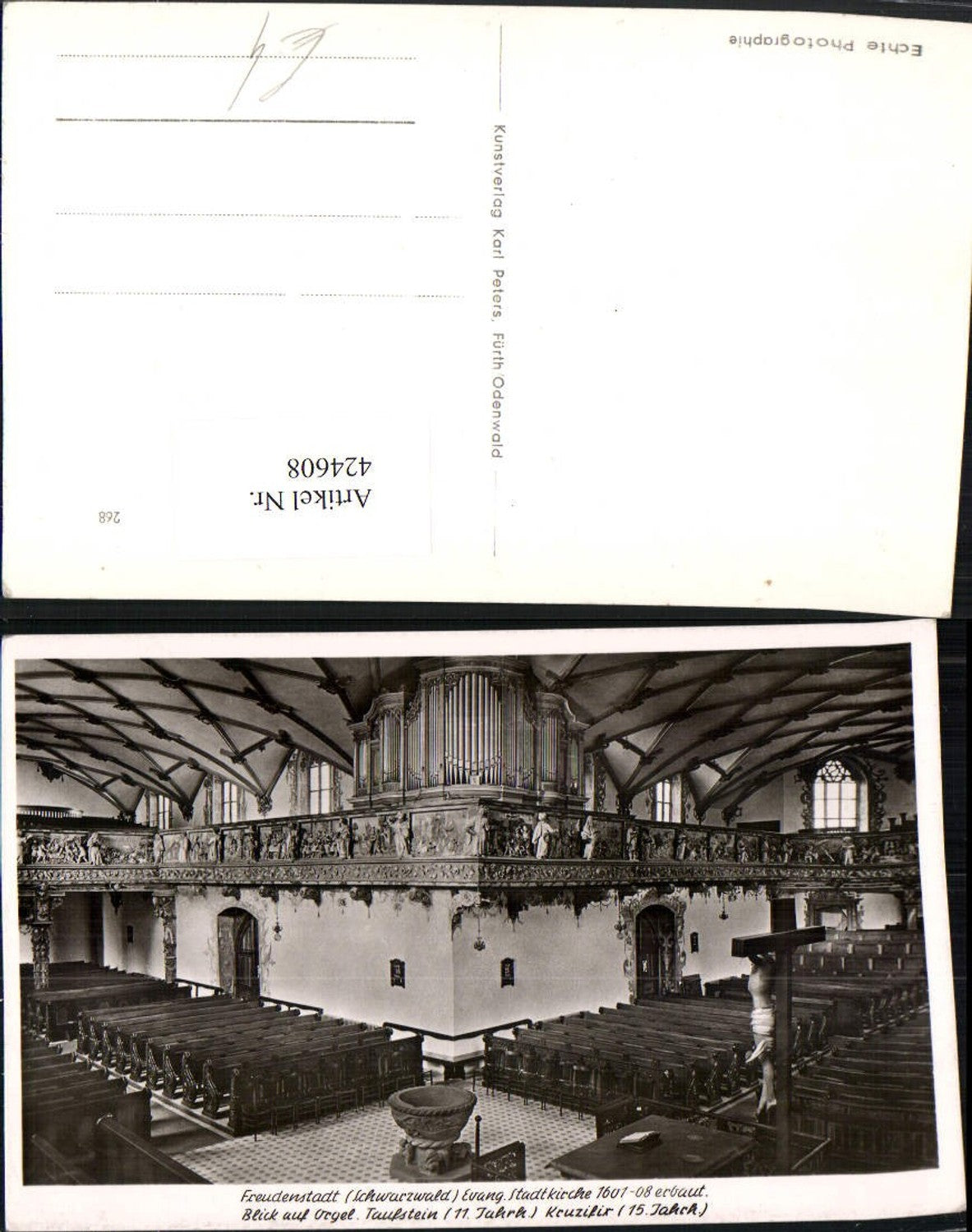 424608,Freudenstadt im Schwarzwald Evangelische Stadtkirche Kirche Innenansicht Orgel