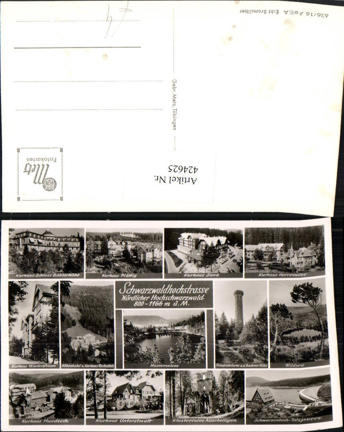 424625,Schwarzwaldhochstraße Mummelsee Kurhäuser Turm Klosterruine Mehrbildkarte