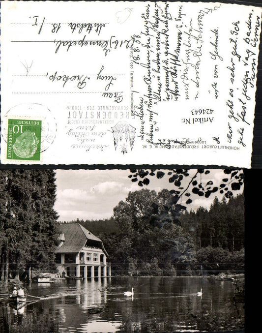 424643, Freudenstadt Langenwaldsee Lake Rowboat Swans