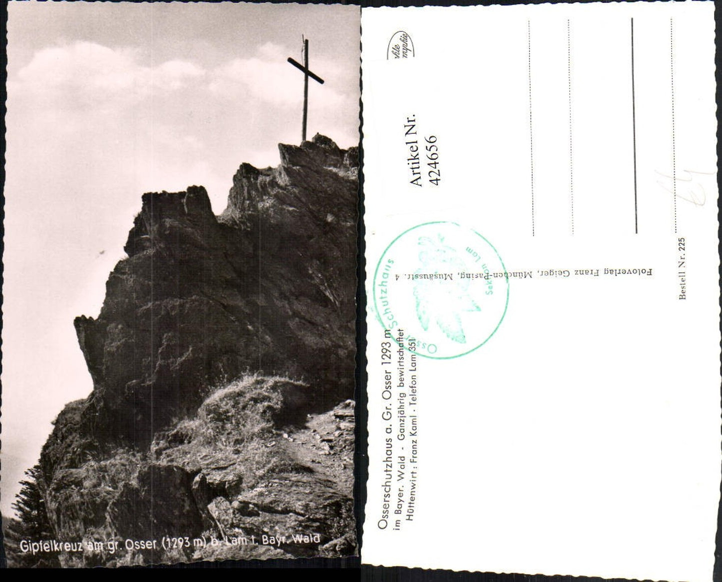 424656,Gipfelkreuz am großen Osser b. Lam