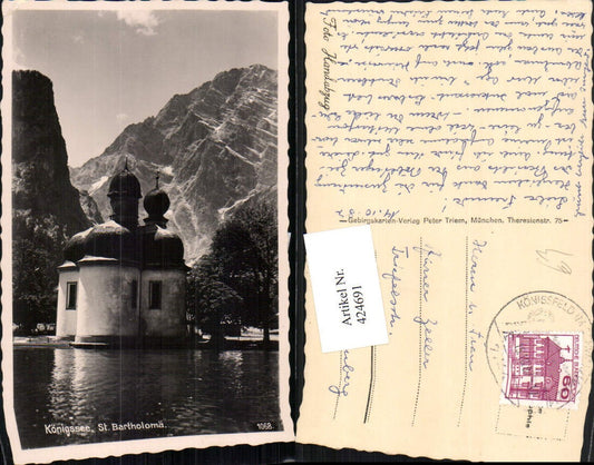 424691,Königssee See b. Schönau St. Bartholomä Kirche Bergkulisse