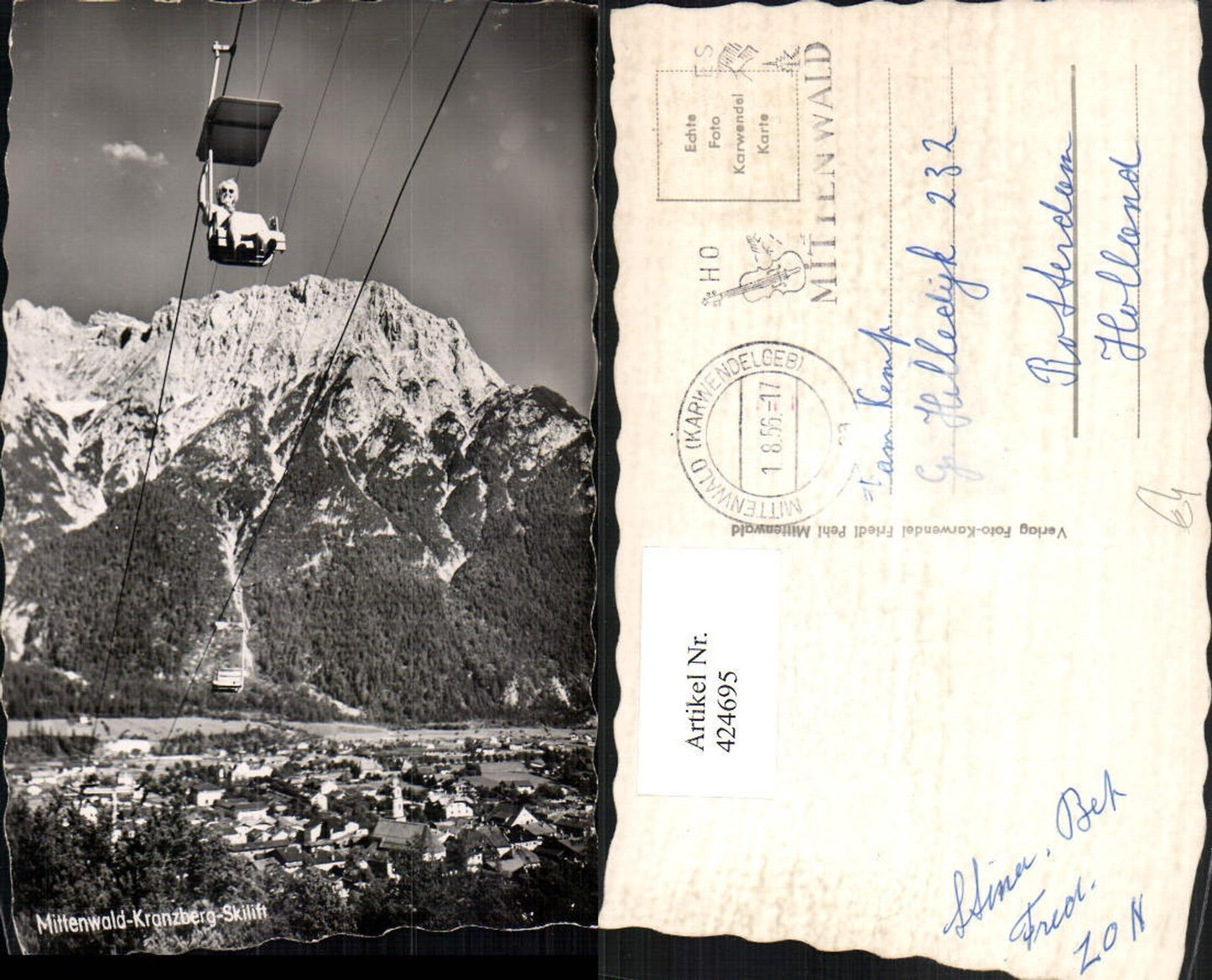 424695,Mittenwald Totale Kranzberg Skilift Sessellift Bergkulisse