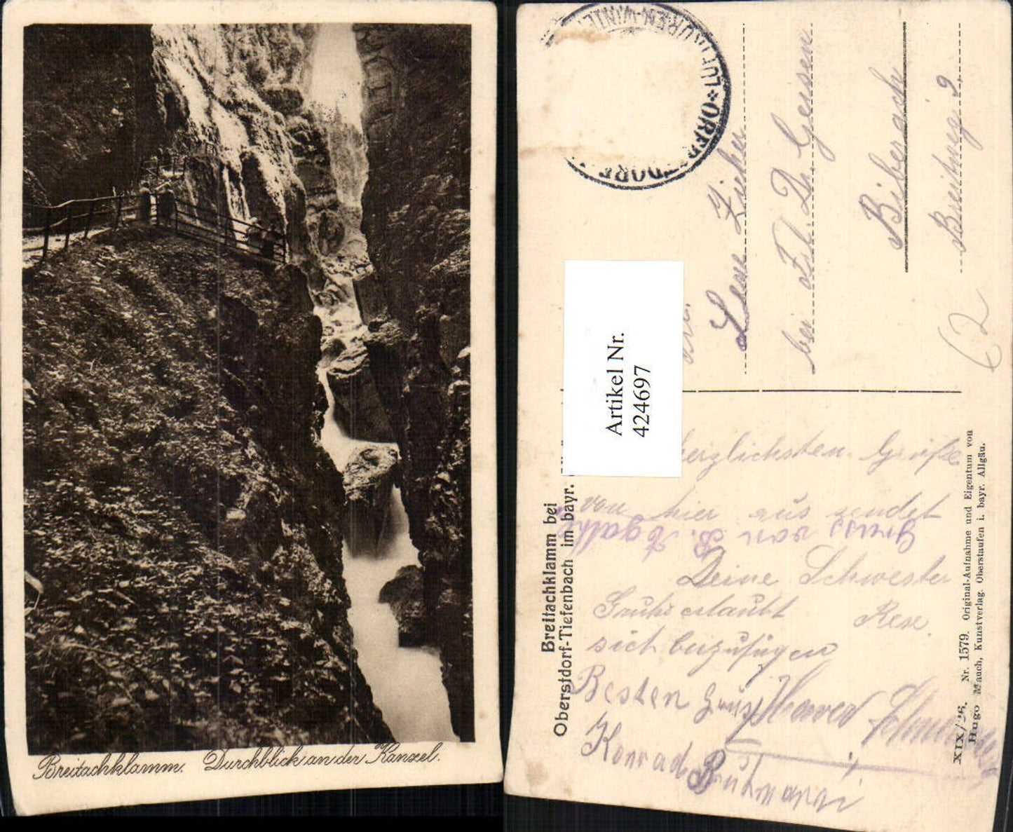 424697,Breitachklamm Klamm b. Oberstdorf Tiefenbach Durchblick an d. Kanzel