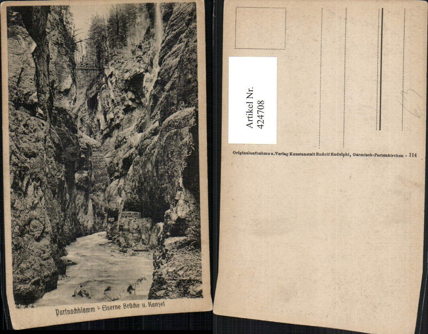 424708,Partnachklamm Klamm b. Garmisch-Partenkirchen Eiserne Brücke u. Kanzel