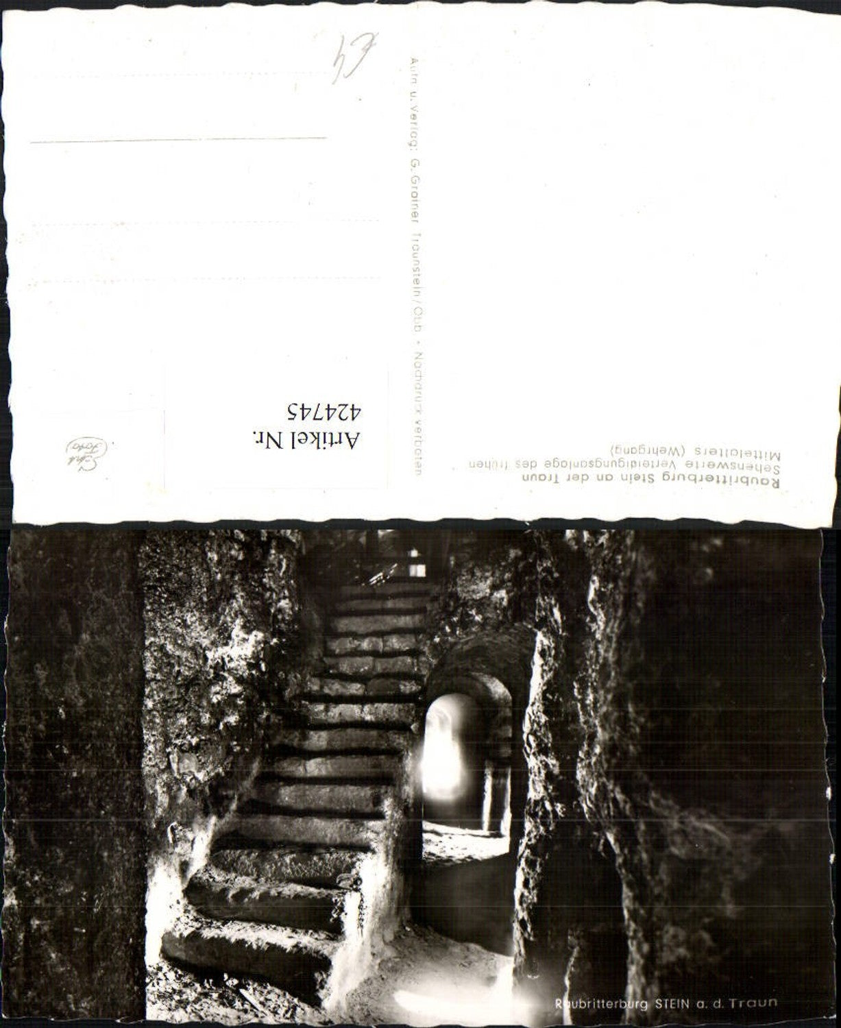 424745,Raubritterburg Stein an d. Traun b. Traunreut Motiv Stiege