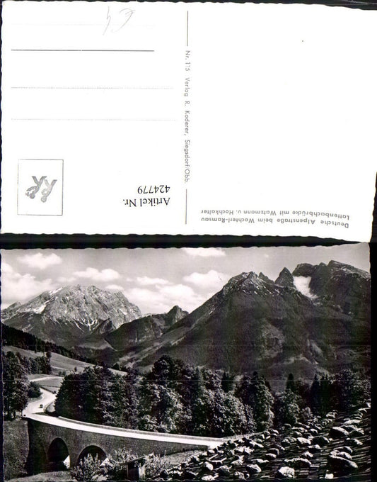 424779,Alpenstraße beim Wachterl Ramsau Lattenbachbrücke m. Watzmann Bergkulisse