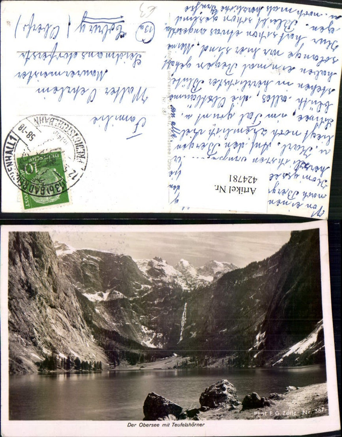 424781,Obersee See b. Schönau m. Teufelshörner Bergkulisse