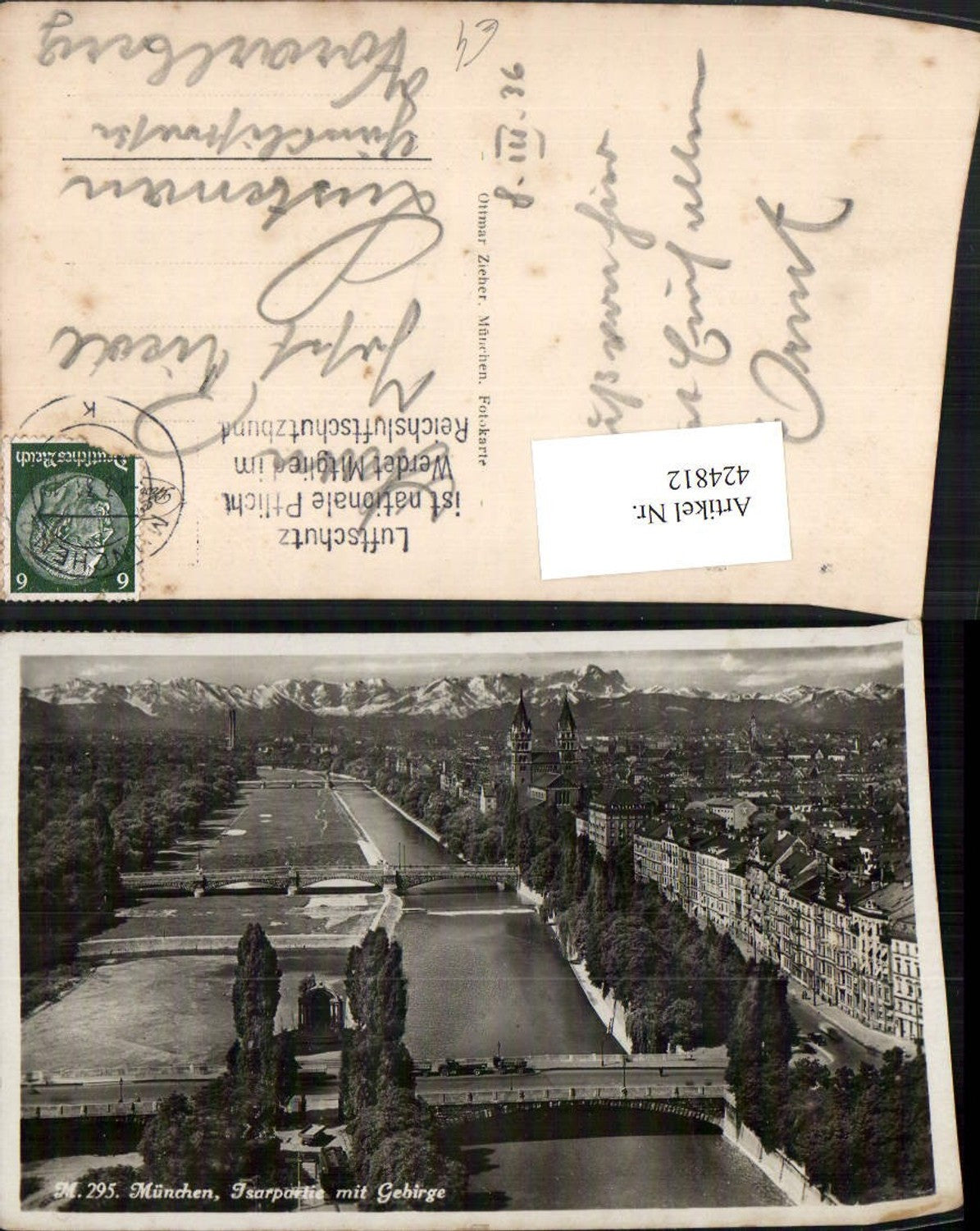 424812,München Teilansicht Isarpartie Fluss m. Gebirge Bergkulisse