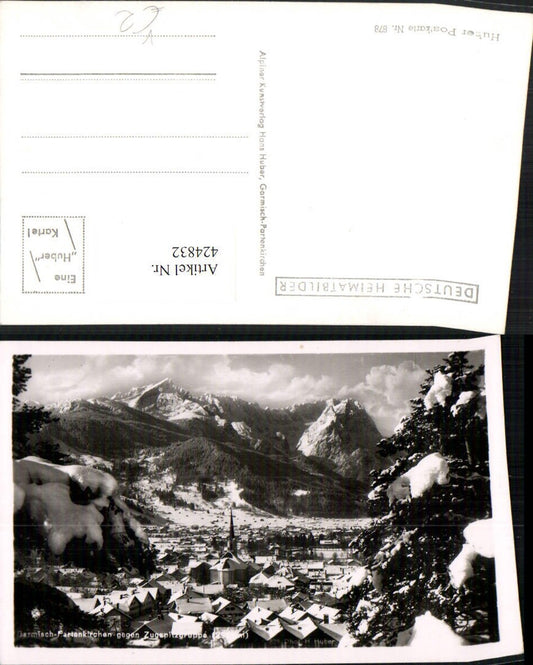424832,Garmisch-Partenkirchen Totale geg. Zugspitze Bergkulisse Winterbild pub Hans Huber 878