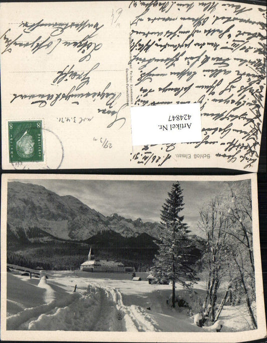 424847,Schloss Elmau b. Krün Bergkulisse Winterbild