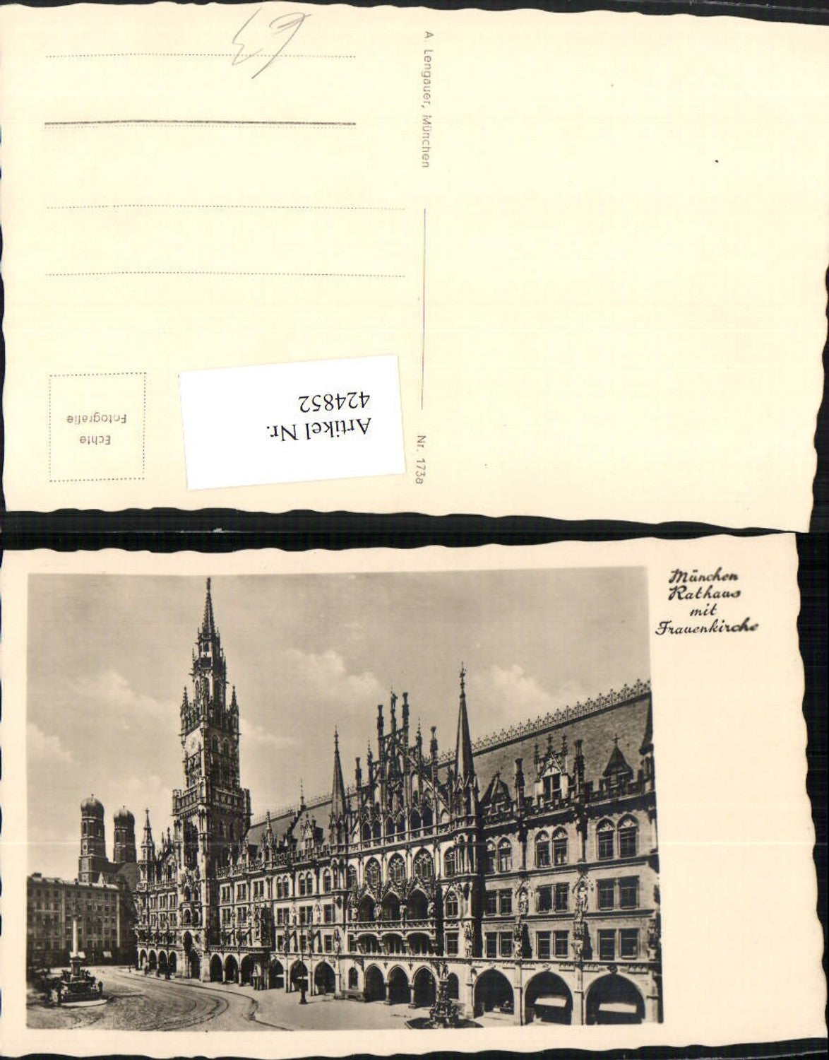 424852,München Rathaus m. Frauenkirche Kirchentürme