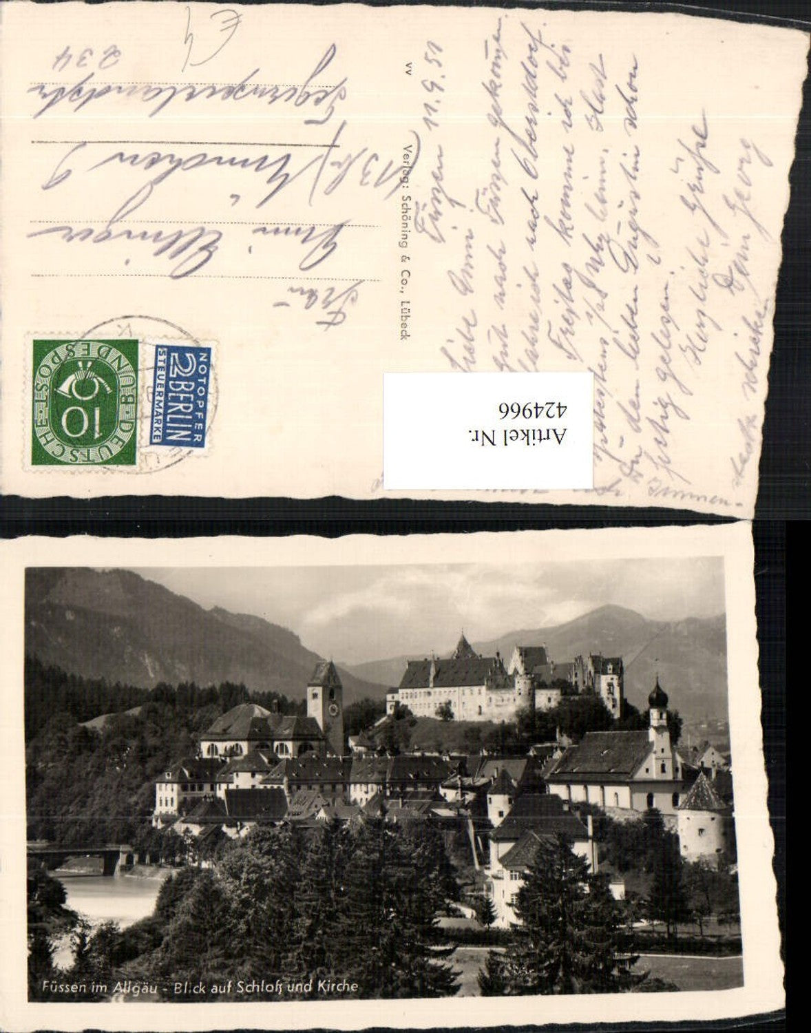 424966,Füssen im Allgäu Teilansicht m. Schloss u. Kirche