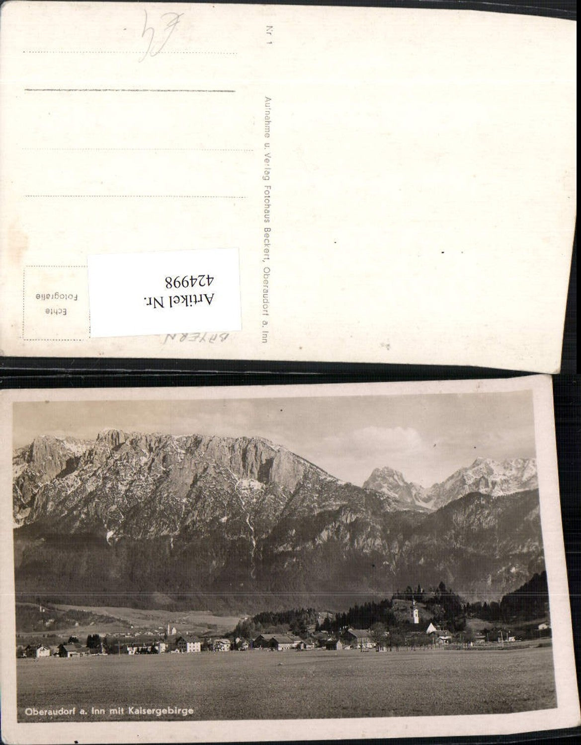 424998,Oberaudorf am Inn Totale m. Kaisergebirge Bergkulisse