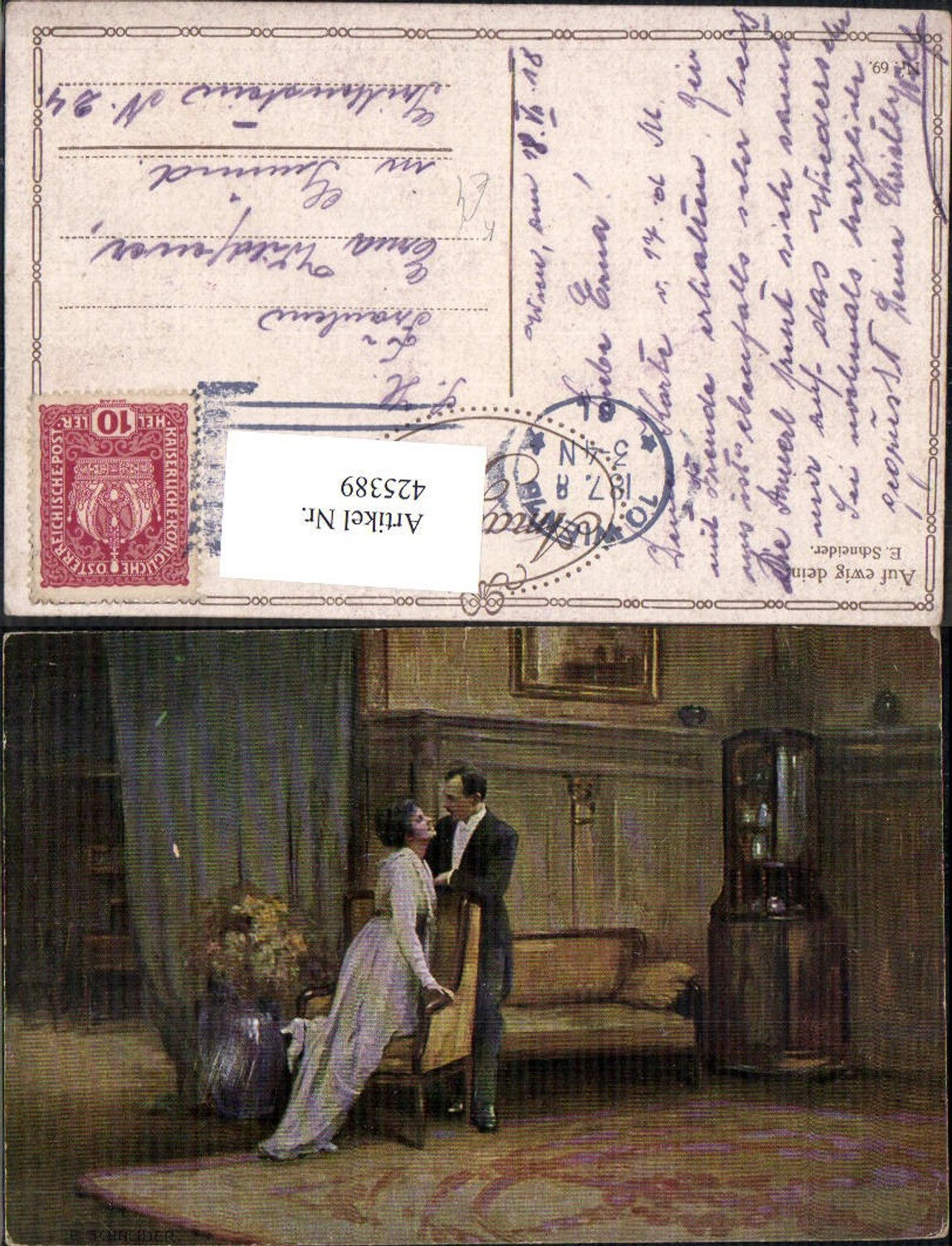 425389,Künstler Ak E. Schneider Auf ewig dein Liebe Paar Verliebter Blick