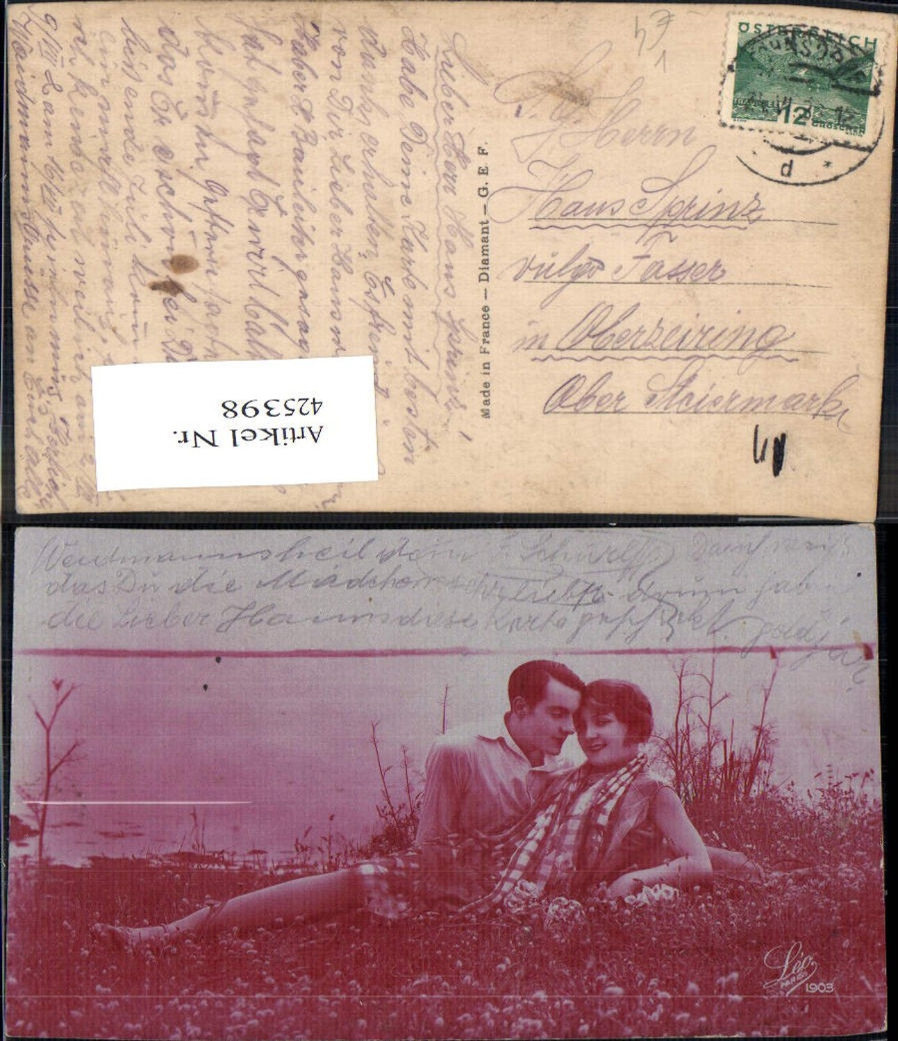 425398,Liebe Paar Umarmung Ufer See pub Leo Paris 1903