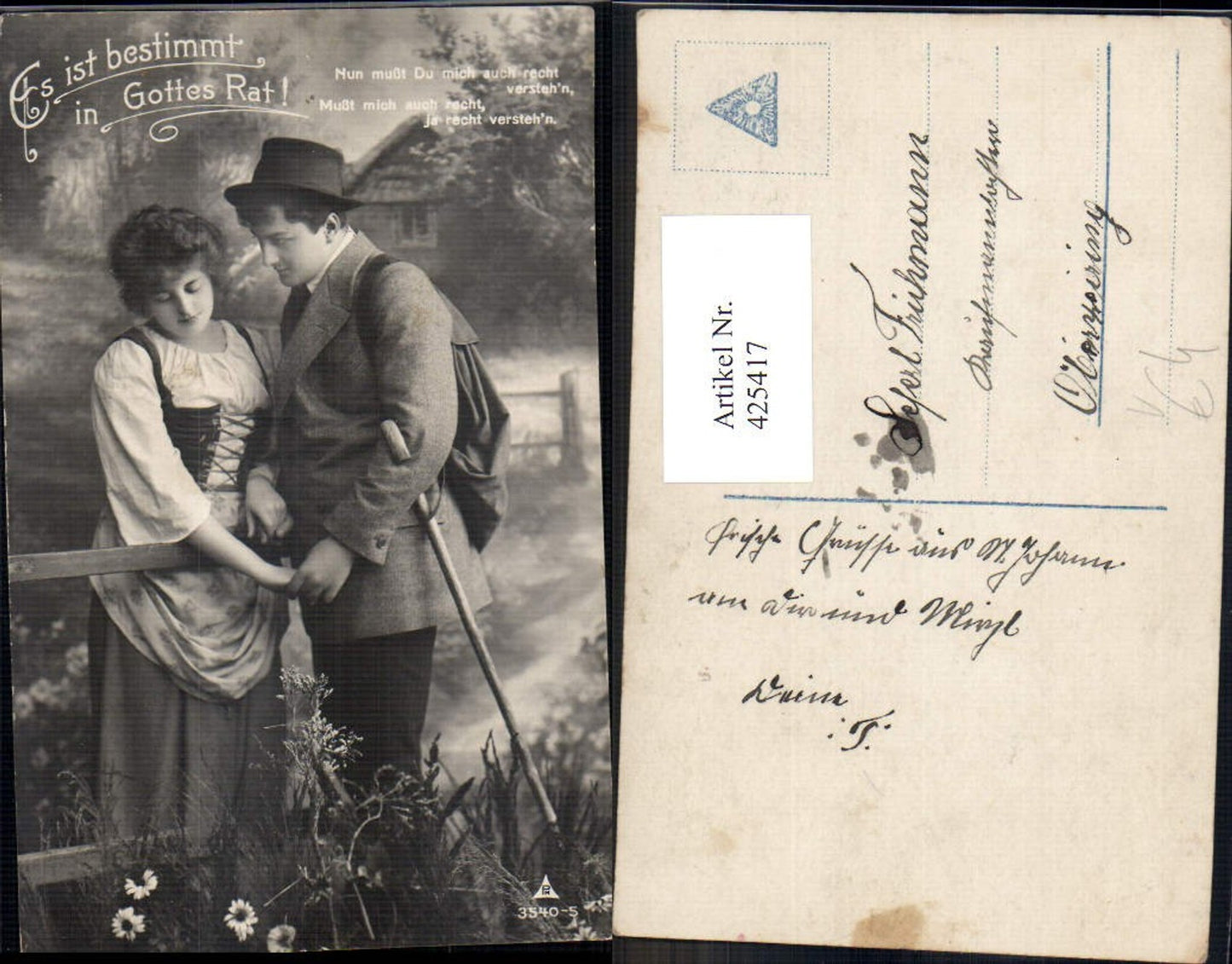 425417,Liebe Paar Tracht Händchenhalten Es ist bestimmt in Gottes Rat Text pub Photochemie 3540/5