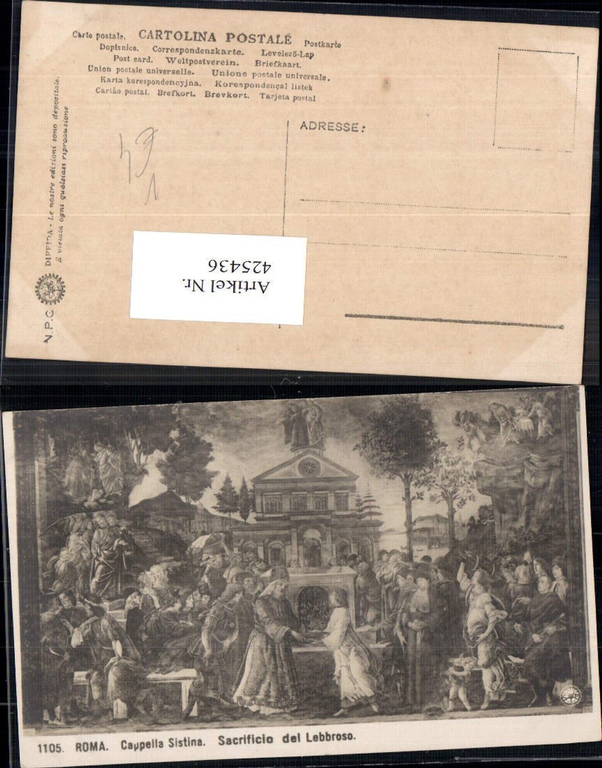 425436,Künstler Ak Capella Sistina Sacrificio dle Lebbroso Religion pub NPG 1105
