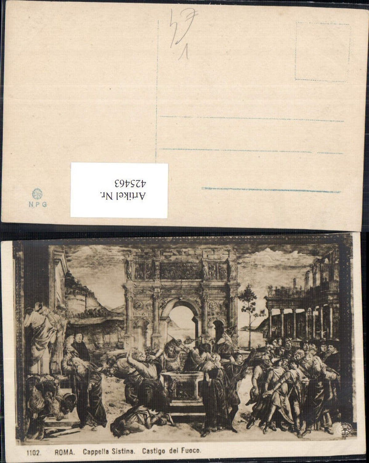 425463,Künstler Ak Roma Rom Cappella Sistina Castigo del Fuoco Religion pub NPG 1102