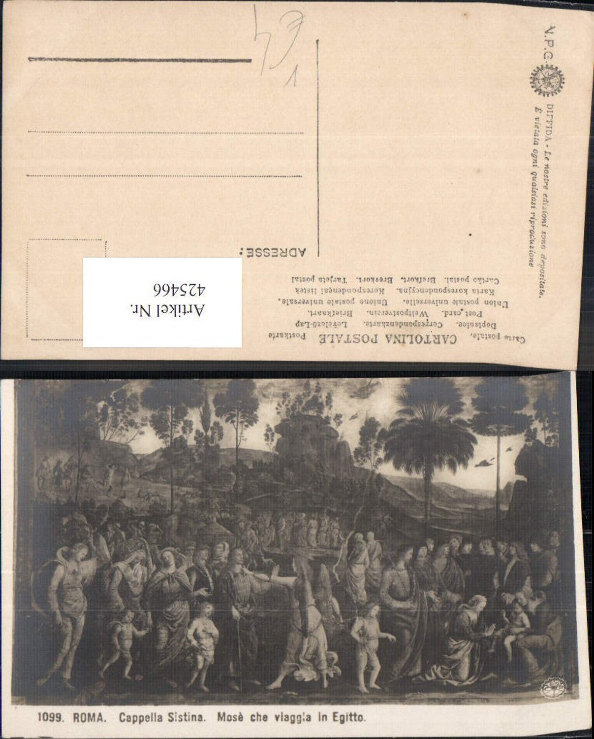 425466,Künstler Ak Roma Rom Cappella Sistina Mose che viaggia in Egitto Religion pub NPG 1099