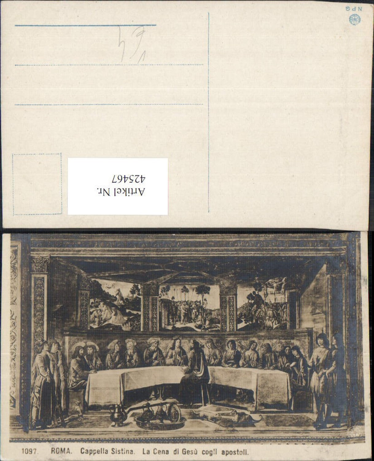 425467,Künstler Ak Roma Rom Cappella Sistina La Cena di Gesu cogli apostoll Religion pub NPG 1097
