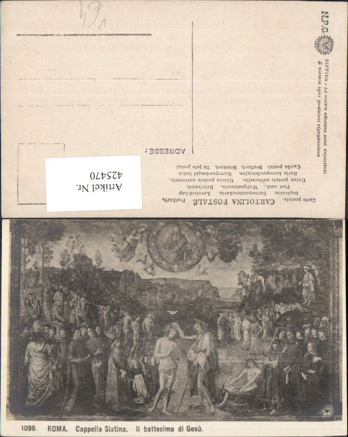 425470,Künstler Ak Roma Rom Cappella Sistina Il battesimo di Gesu Religion pub NPG 1098