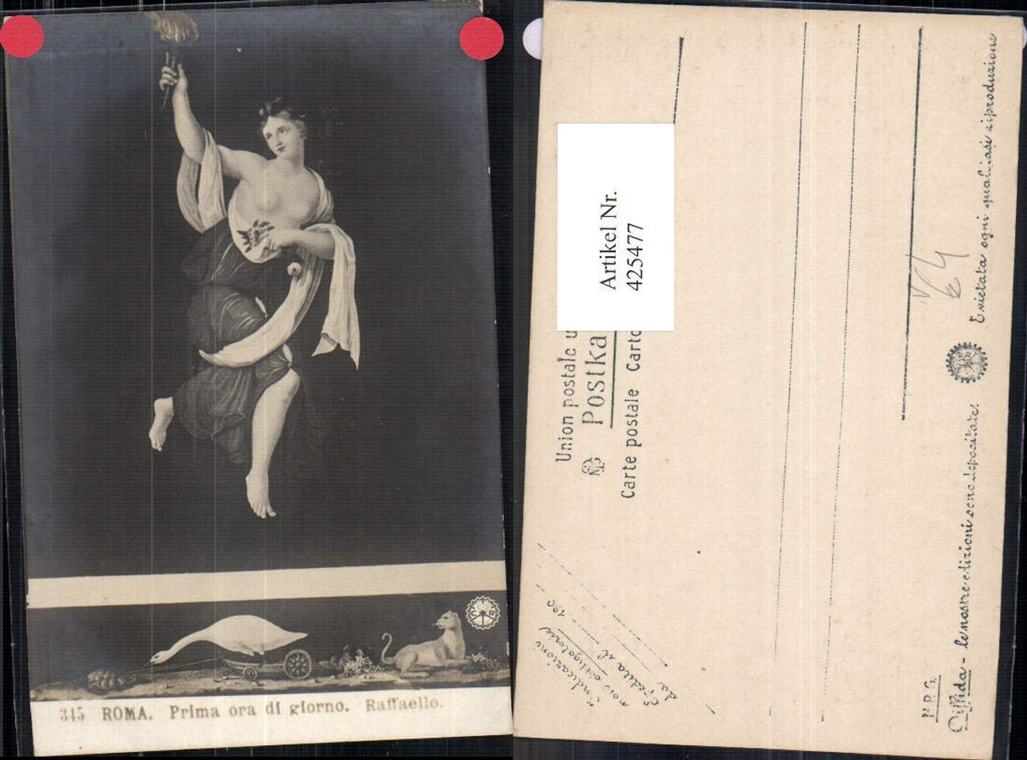 425477,Künstler Ak Raffaello Roma Rom Prima ora di giorno Engel Fackel Erotik Religion pub NPG 345