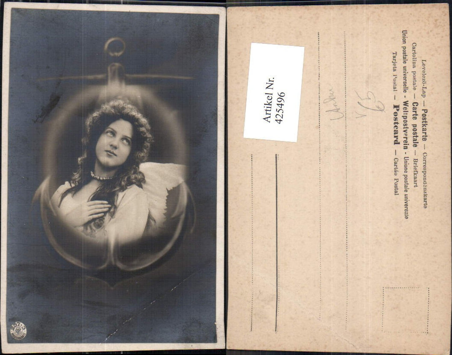 425496,Fotomontage Frau Engel Anker Religion pub NPG 257/3