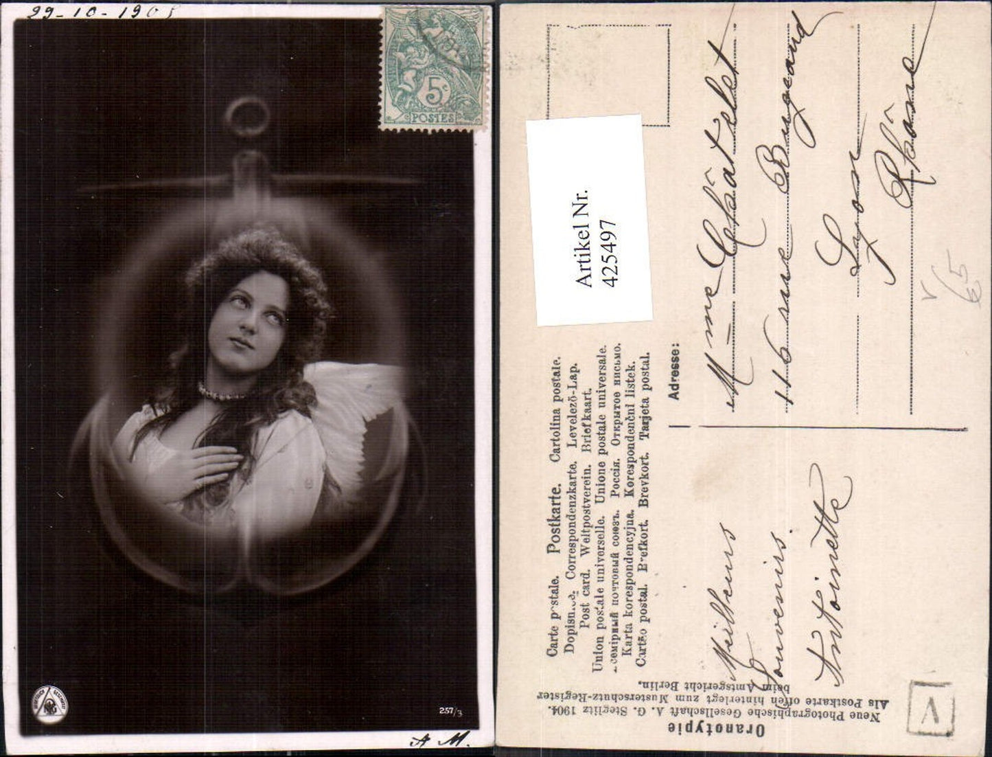 425497,Fotomontage Frau Engel Anker Religion pub NPG 257/3