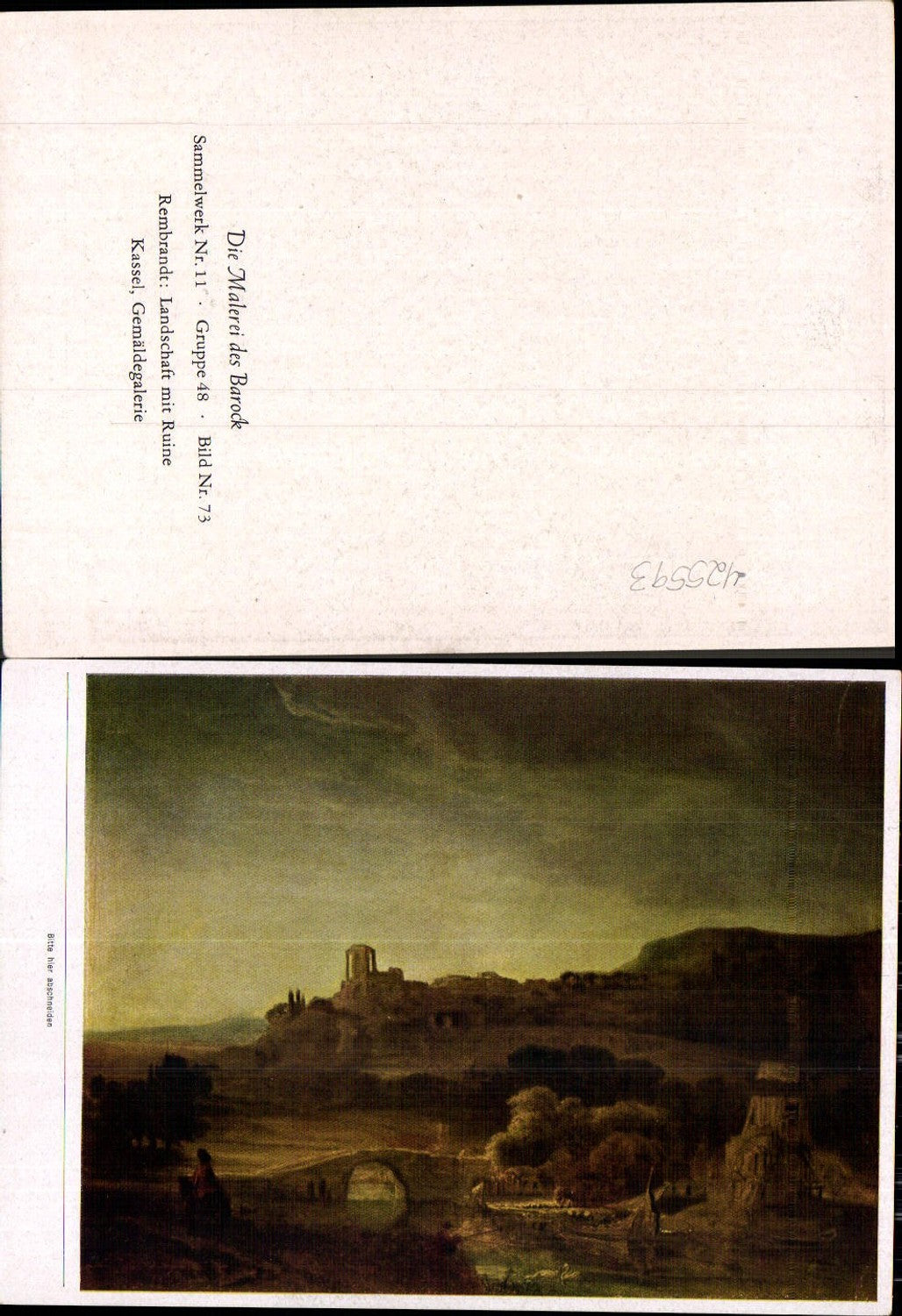425593,Künstler Ak Rembrandt Landschaft m. Ruine Barock